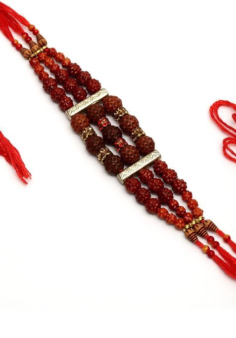 Set Of 2 Traditional Rudraksha And Swastic Rakhis