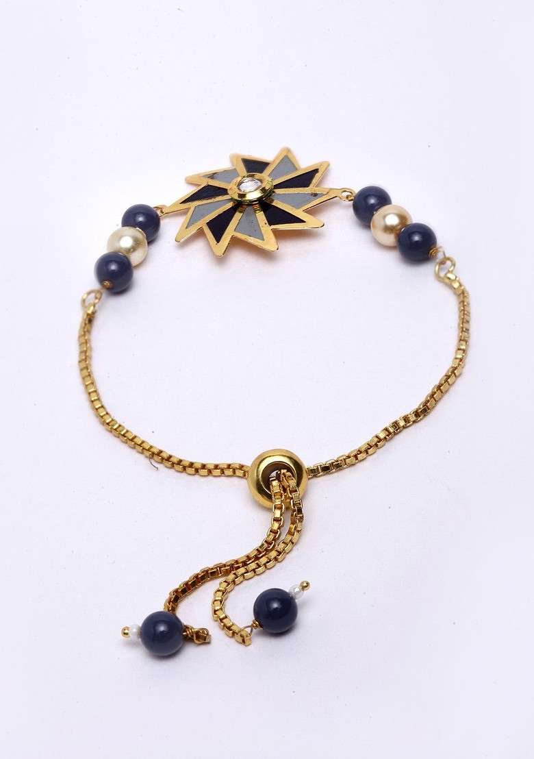 Set Of 4 Gold Plated Lumba And Rakhi With Bhaiya Bhabhi Mugs - Indya