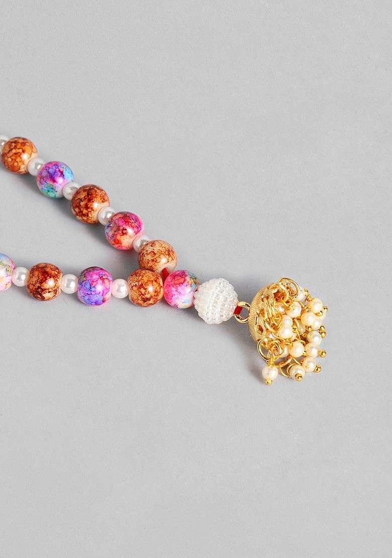 Set Of 2 Multicoloured Studded And Beaded Bhaiya Bhabhi Rakhis - Indya