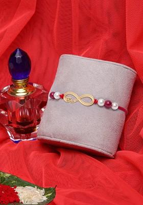 Men Gold Toned And Red Brass Handcrafted Rakhi