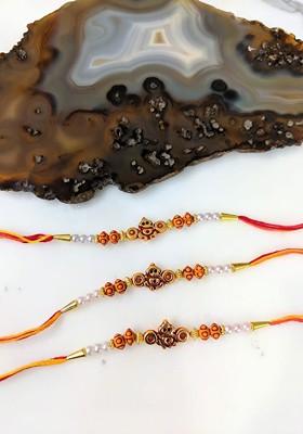 Mens Gold And White Pack Of 3 Elephant/Ganesh Fancy Rakhi Designs