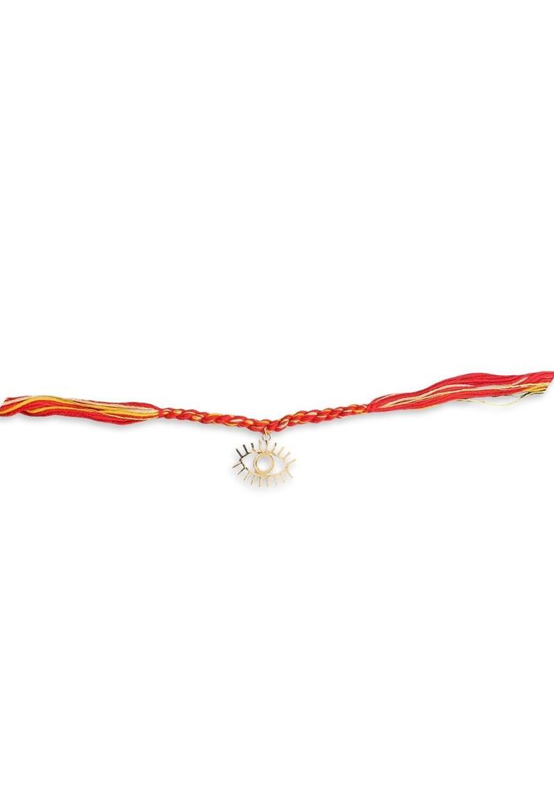 Mens Red And Yellow Evil Eye Fancy Rakhi Designs - Indya