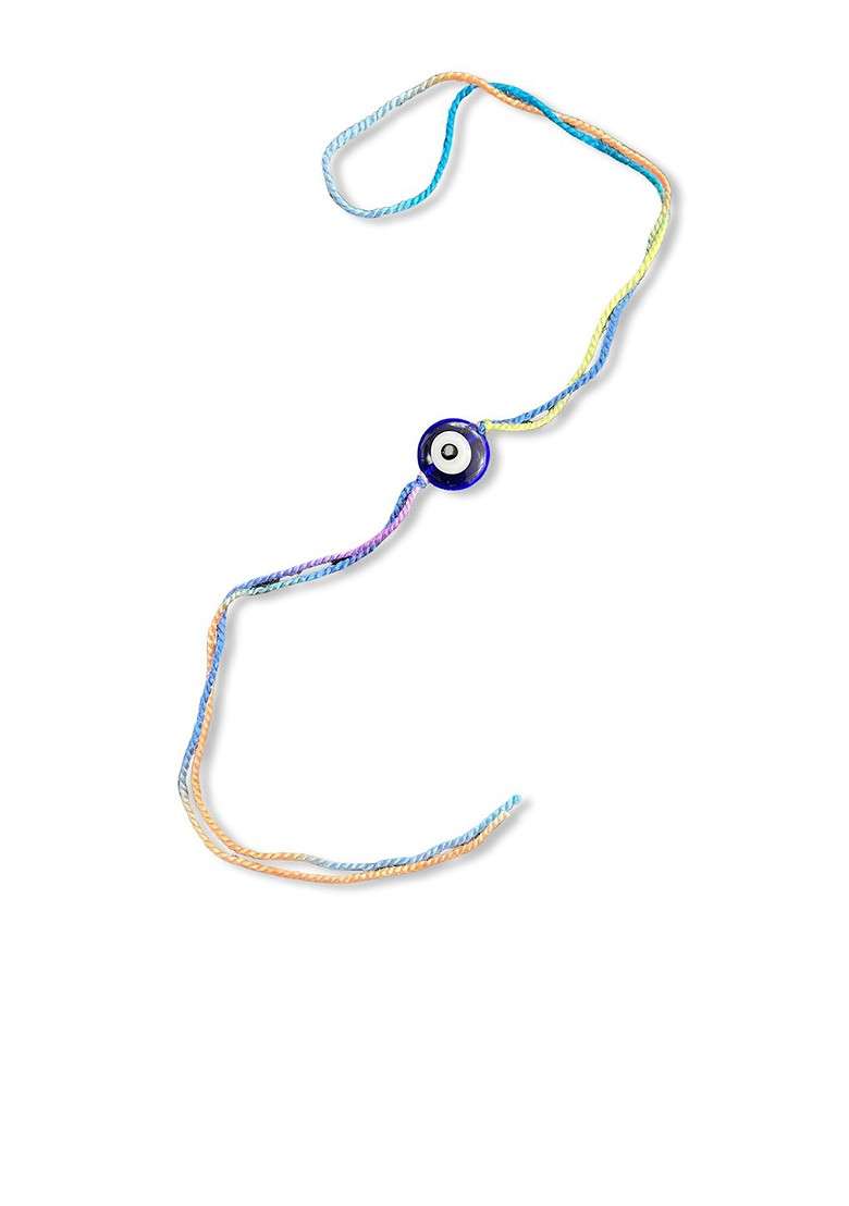 Blue Set Of 3 Evil Eye Rakhis With Flower Turkish Charm - Indya