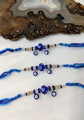 Pack Of 3 Blue Evil Eye Turkish Charm Mauli Rakhis