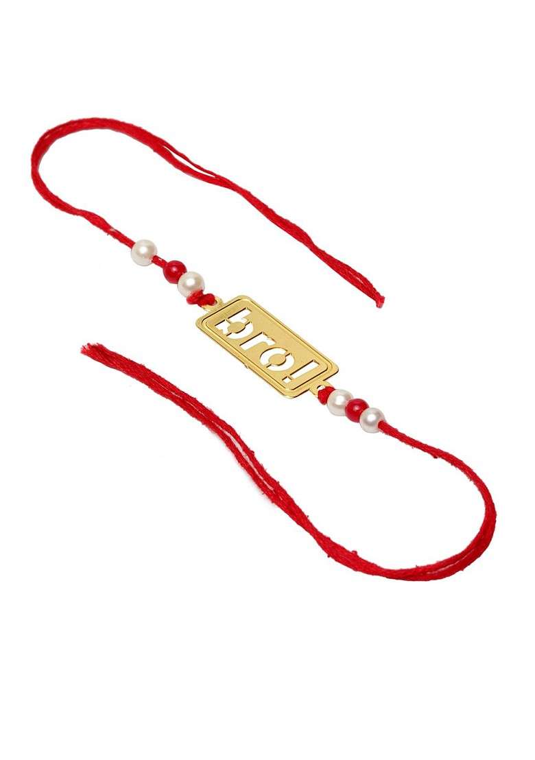 Men Gold Plated And Red Handcrafted Bro Wraparound Rakhi - Indya