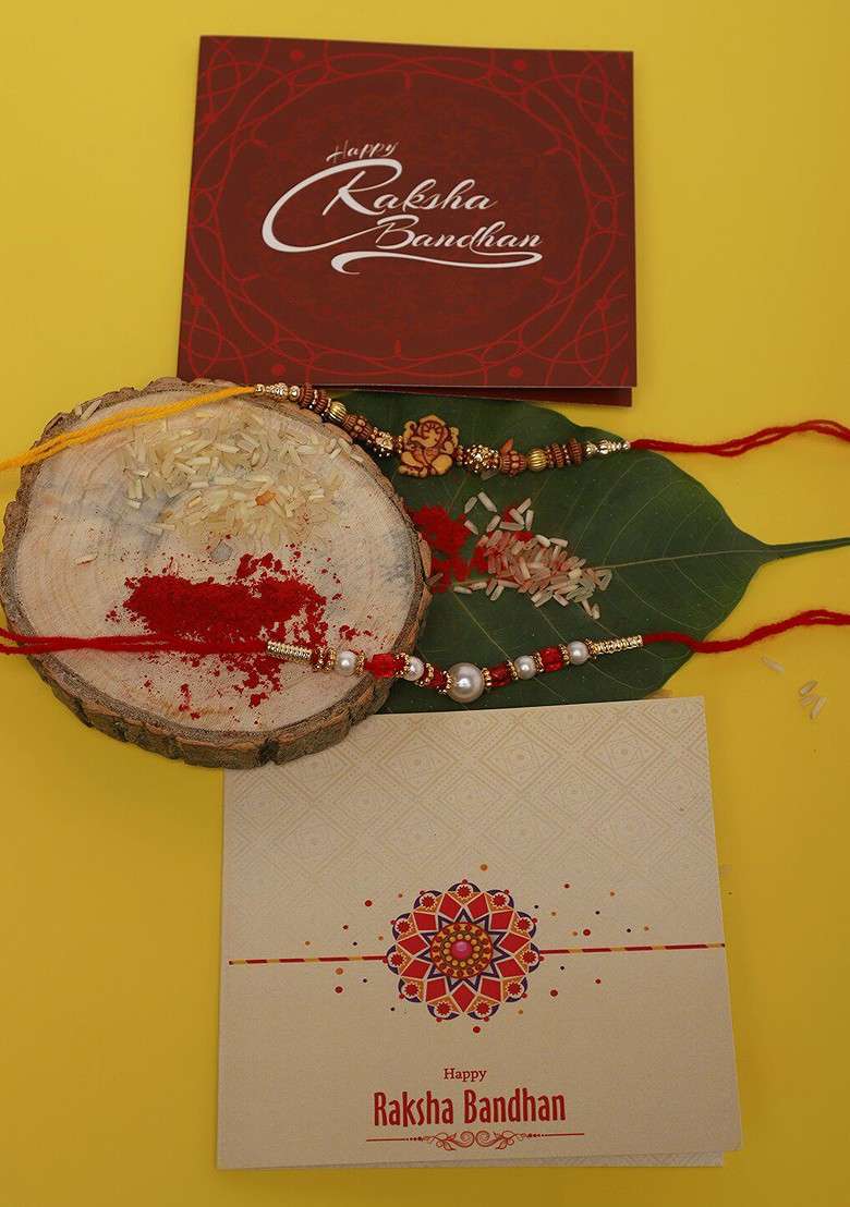 Unisex Set Of 2 Beaded Thread Rakhi - Indya