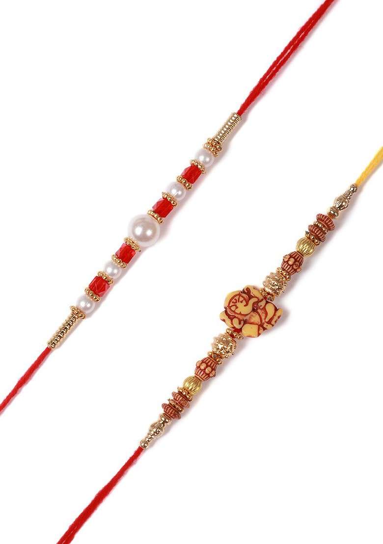 Unisex Set Of 2 Beaded Thread Rakhi - Indya