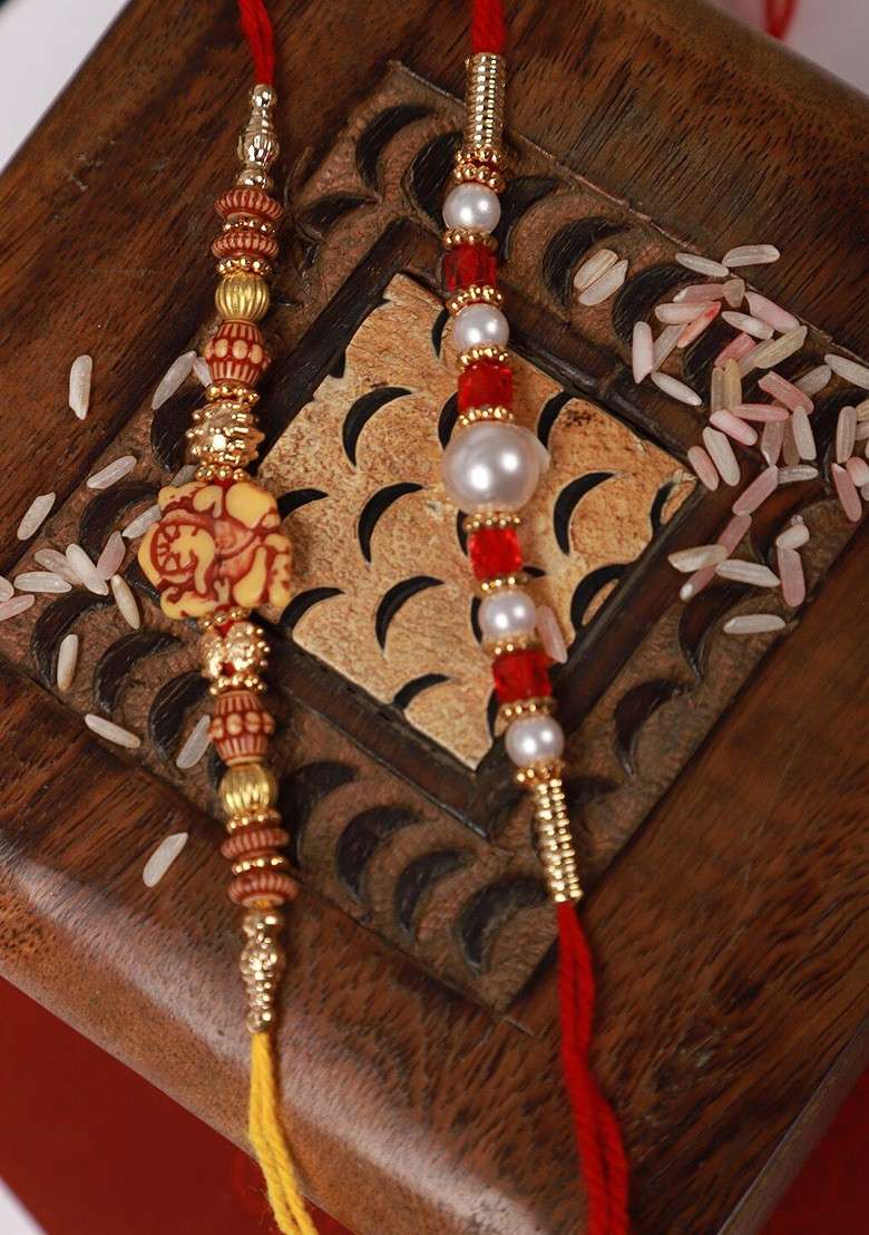 Unisex Set Of 2 Beaded Thread Rakhi - Indya