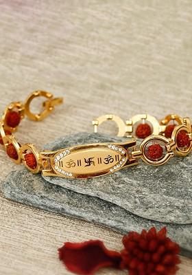 Om Swastik Symbol And Rudraksha Religious Designer Bracelet Rakhi