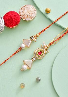 Beautiful Bead Work Bhaiya Bhabhi Rakhi Set