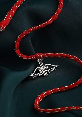 Men 925 Pure Sterling Silver Red Jay Shri Shyam Convertible Pendant Rakhi