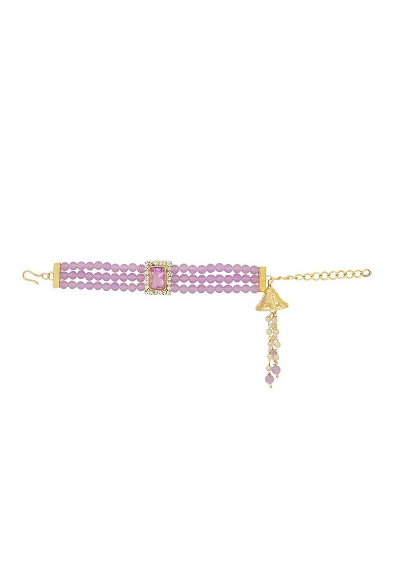 Men Kundan And Hanging Lumba Rakhi Combo With Roli Chawal And Greeting Card - Indya