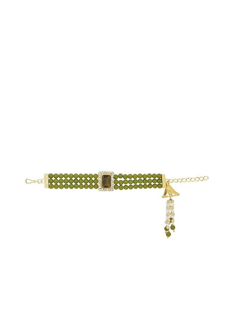 Women Stone Studded And Beaded Lumba Rakhi - Indya