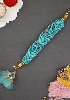 Beaded Ladies Lumba Wraparound Bracelet Rakhi With Roli Chawal