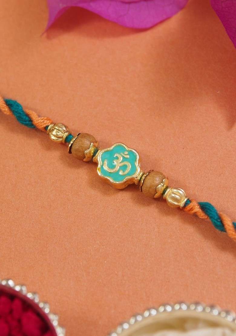 Om Thread Rakhi With Roli Chawal And Rakshabandhan Card - Indya
