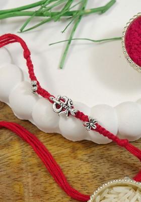 Om Design Thread Rakhi With Roli Chawal