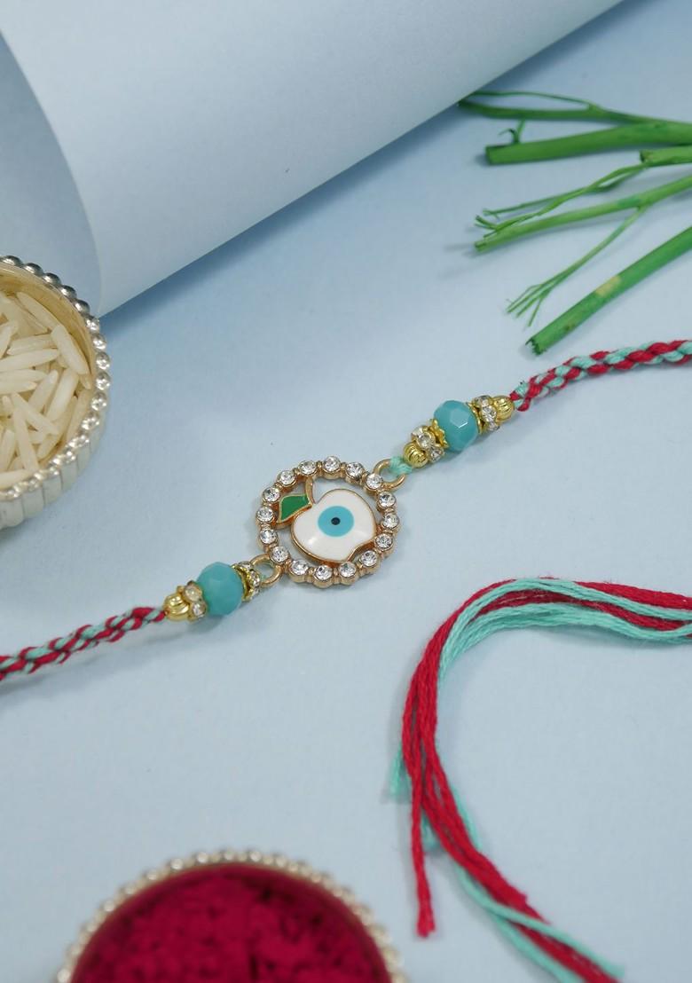 Apple Evil Eye Thread Rakhi With Roli Chawal - Indya