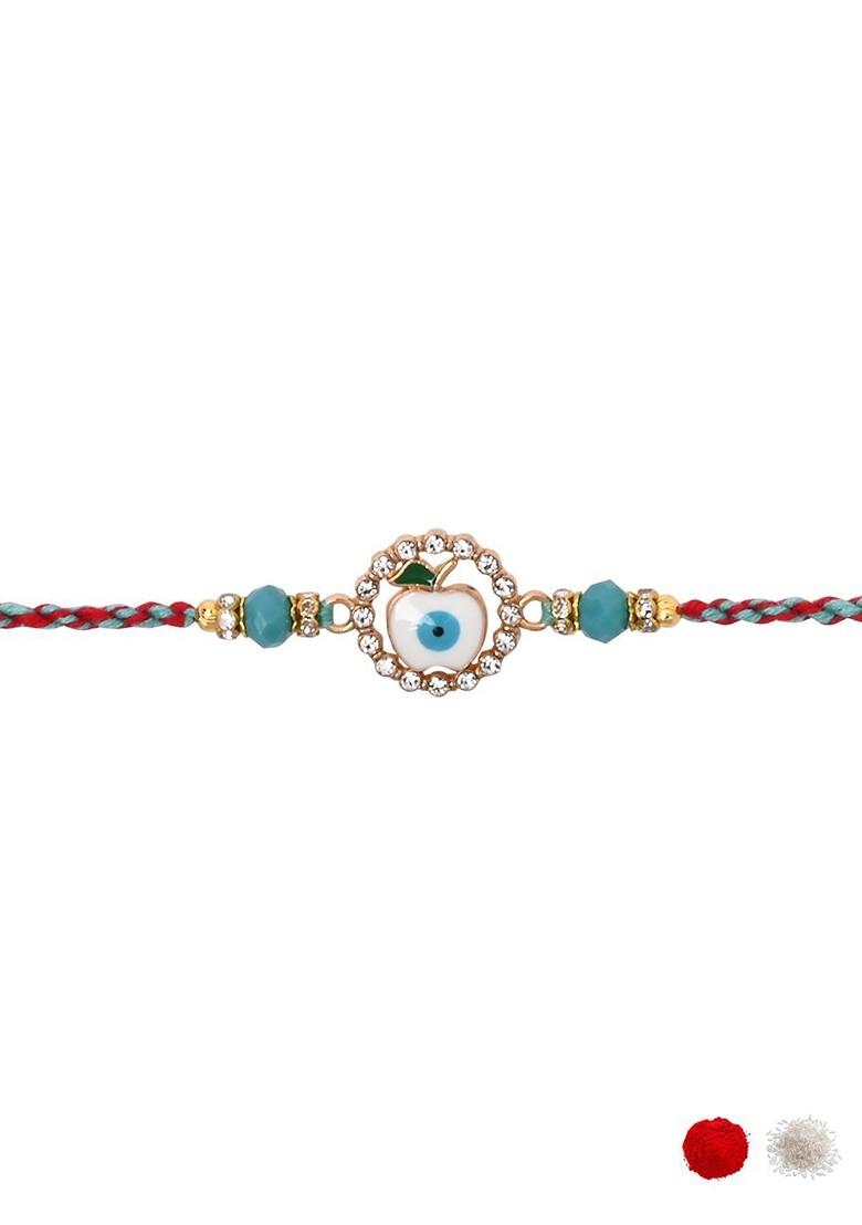 Apple Evil Eye Thread Rakhi With Roli Chawal - Indya