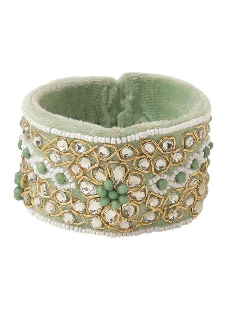 Set Of 2 Green Artificial Stones Bhaiya Bhabhi Rakhi With Roli Chawal Chandan Mishri - Indya