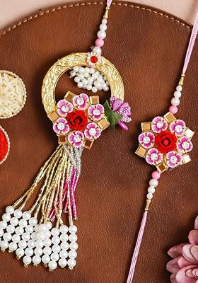 Set Of 2 Floral Designer Beaded Thread Rakhis