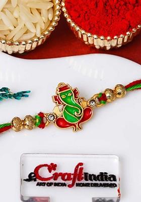 Blessing Lord Ganesha Thread Rakhi With Roli Chawal
