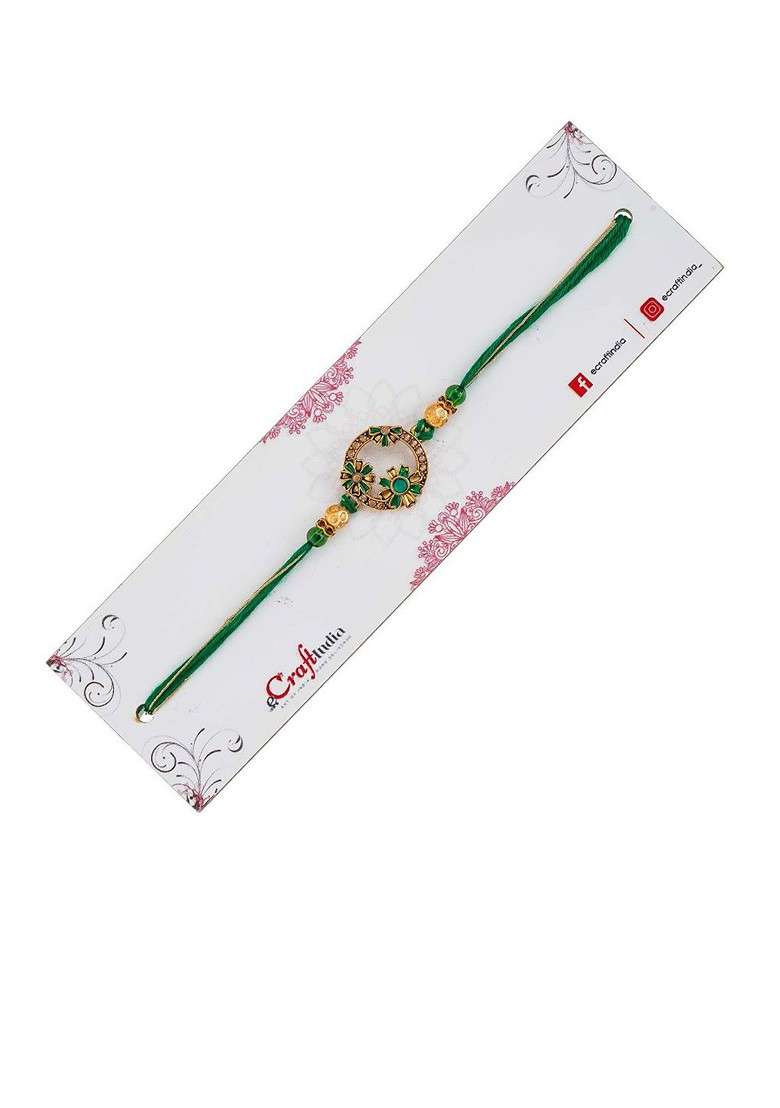 Stone Studded And Beaded Beautiful Flowers Designer Thread Rakhi With Rolichawal - Indya