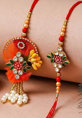 Kundan Beads Designer Thread Brother Rakhi