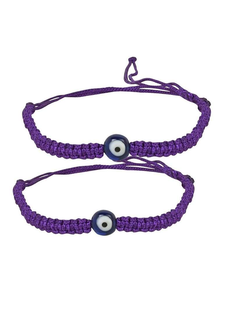 Set Of 2 Artificial Beaded Nazar Evil Eye Bracelet Thread Rakhi - Indya