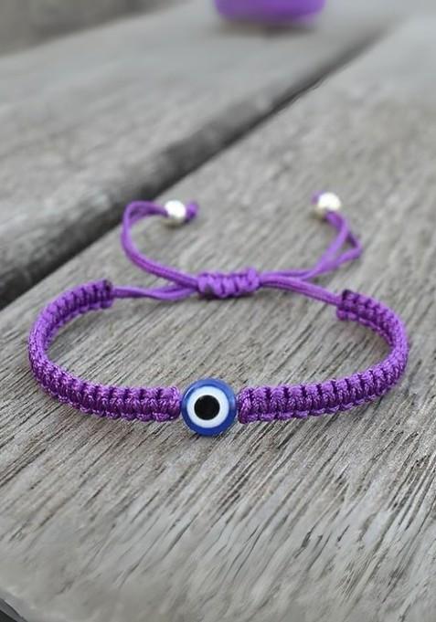 Artificial Stones Studded And Beaded Evil Eye Bracelet Rakhi