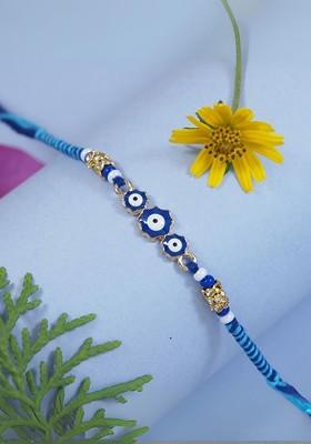 Enamel Evil Eye Beaded Bhaiya Bhabhi Thread Rakhi