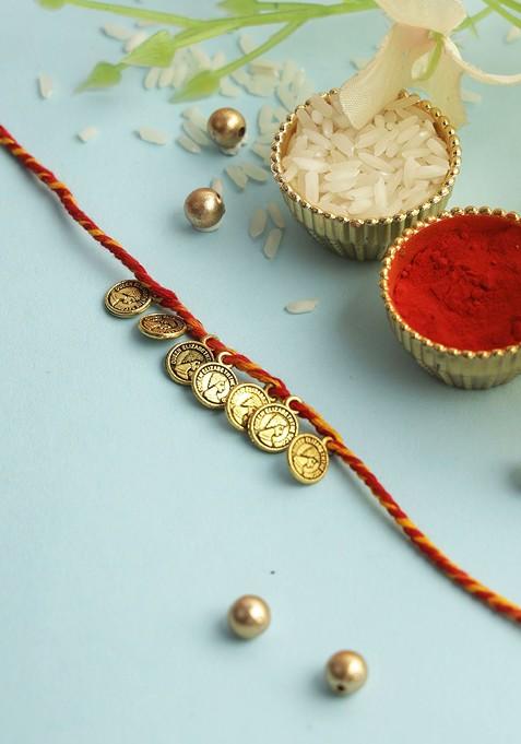 Twisted Rakhi With Roli Chawal And Greeting Card