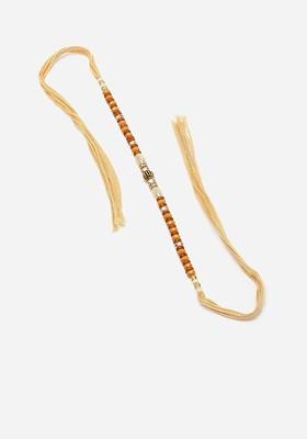 Rudraksh Studded And Beaded Thread Rakhi With Roli Chawal