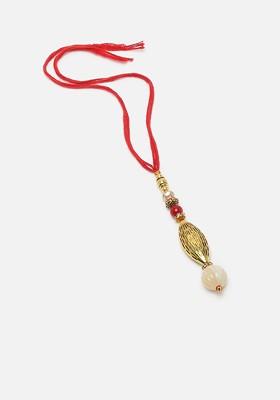 Beaded Lumba Thread Rakhi With Roli Chawal