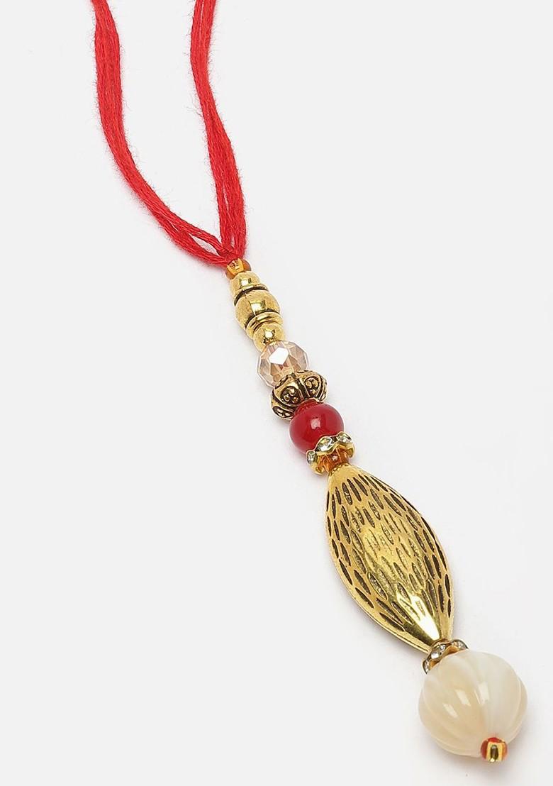 Beaded Lumba Thread Rakhi With Roli Chawal - Indya