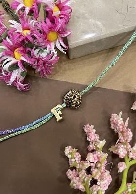 F Letter Lion Charm Thread Rakhi