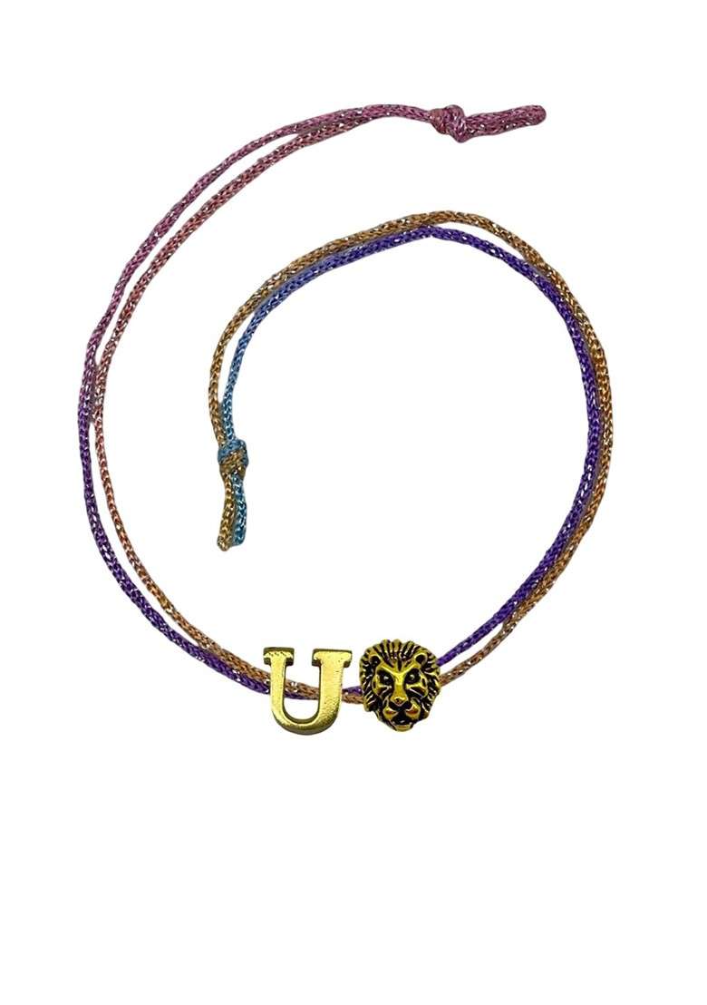 U Letter Lion Charm Thread Rakhi - Indya