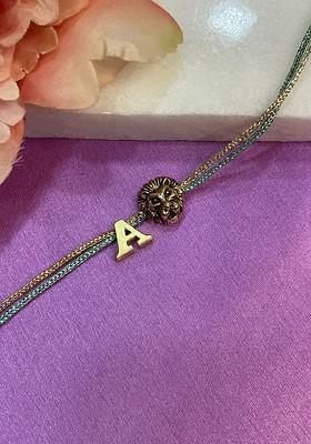 A Letter Lion Charm Thread Rakhi