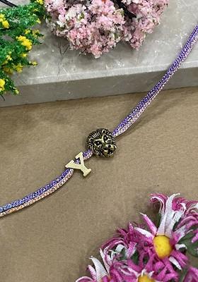 Y Letter Lion Charm Thread Rakhi