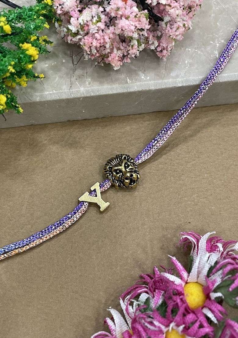 Y Letter Lion Charm Thread Rakhi - Indya