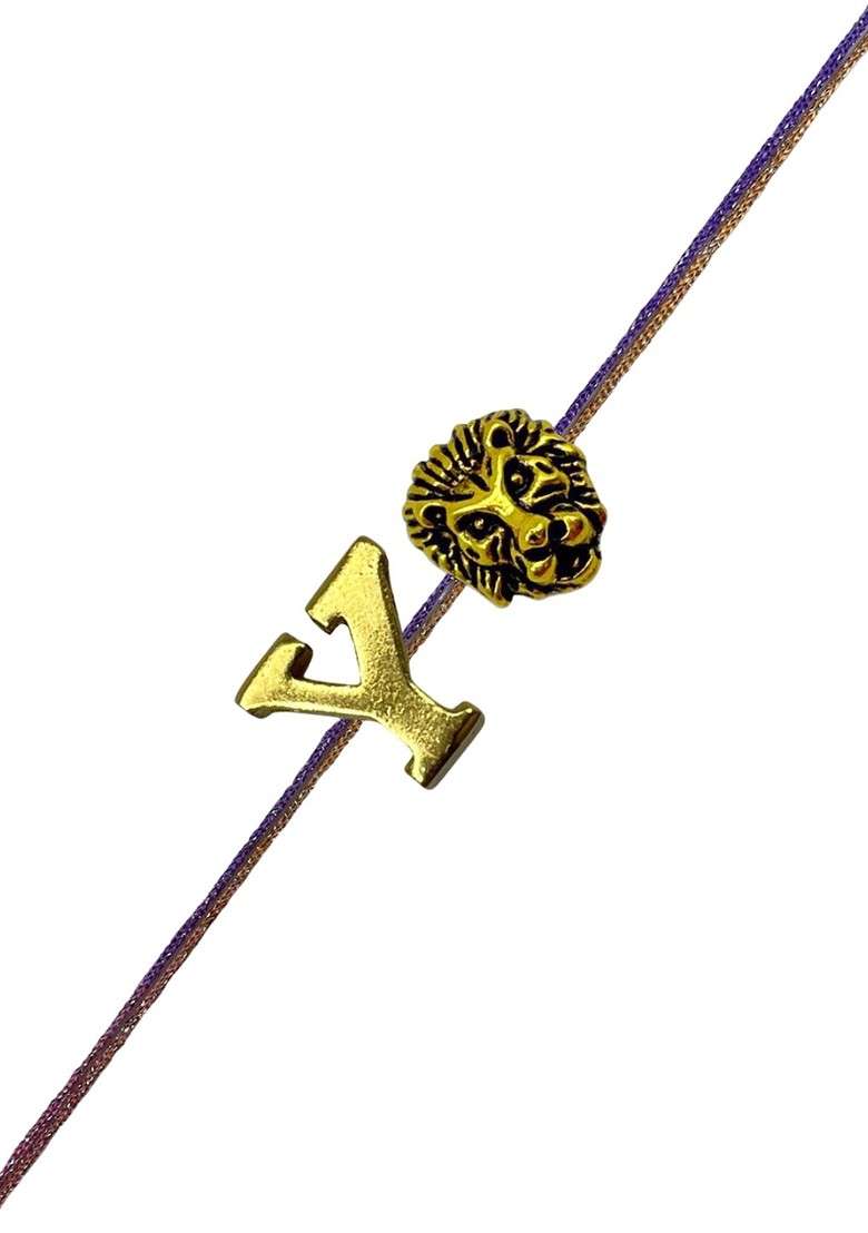 Y Letter Lion Charm Thread Rakhi - Indya