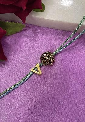 V Initial Lion Charm Thread Rakhi