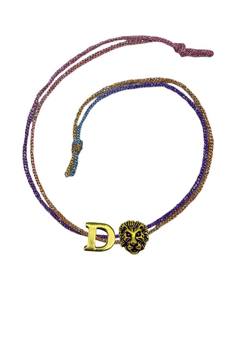 D Initial Lion Charm Thread Rakhi - Indya