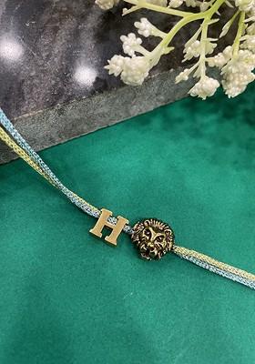 H Initial Lion Charm Thread Rakhi
