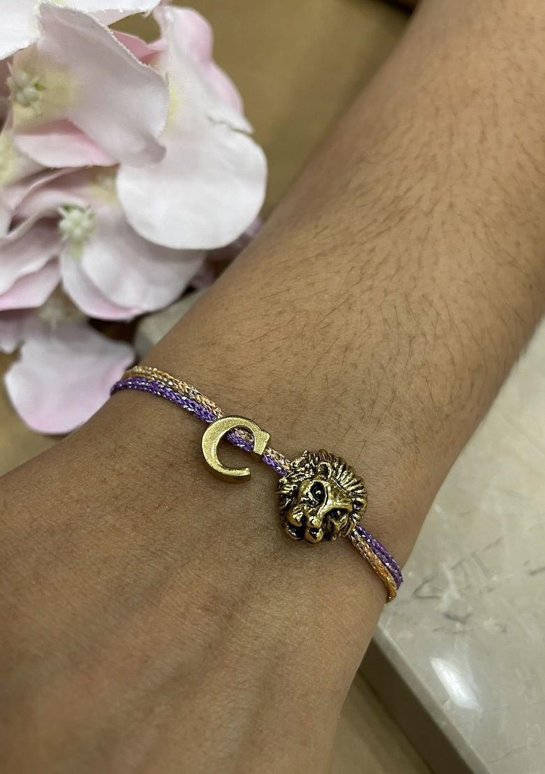 Letter C Lion Charm Thread Rakhi