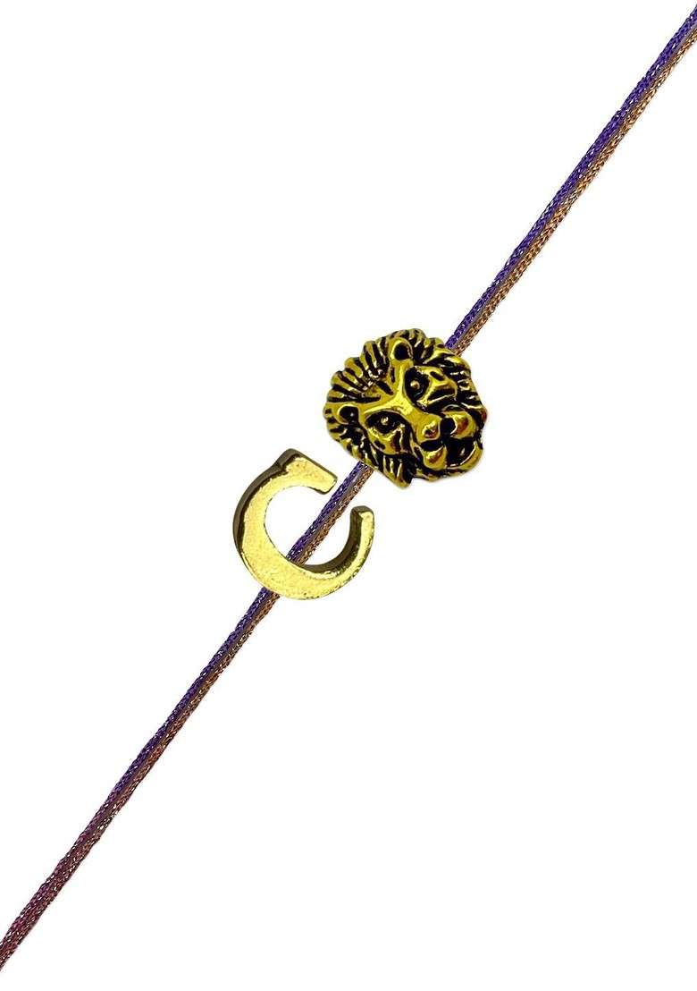 Letter C Lion Charm Thread Rakhi - Indya
