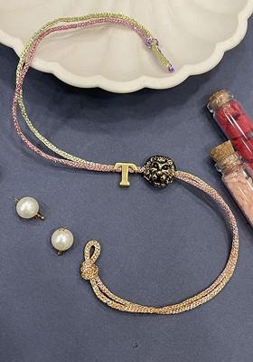 Letter T Lion Charm Thread Rakhi