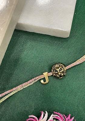 Lion Charm J Initial Thread Rakhi