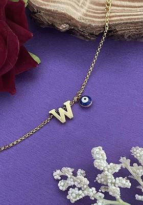 Gold Plated Evil Eye Charm W Initial Bracelet Rakhi