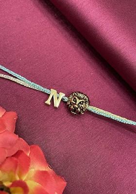 Letter N Lion Charm Thread Rakhi