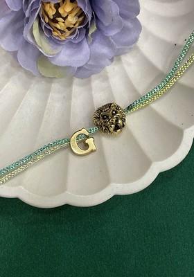 Letter G Lion Charm Thread Rakhi